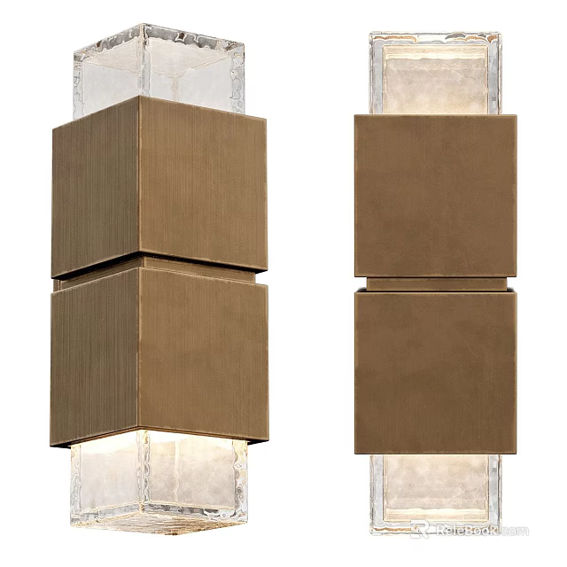 Modern Double Layered Square Metallic Wall Lamps for Contemporary Home Decor 3d model 