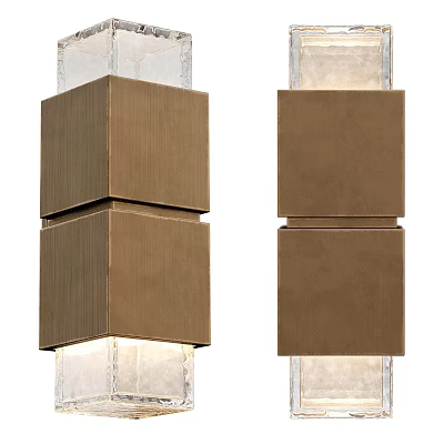Modern Double Layered Square Metallic Wall Lamps for Contemporary Home Decor 3d model