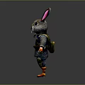 Cute Rabbit Character In Military Costume With Long Ears And Orange Feet