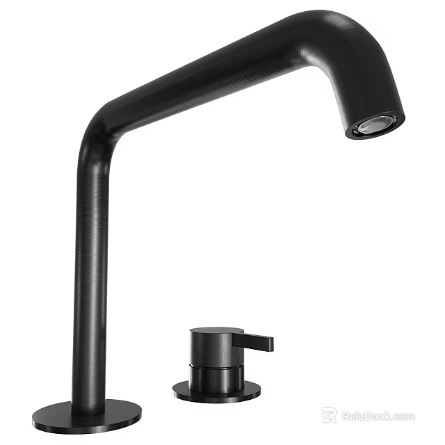 Sleek Modern Black Kitchen Faucet With Curved Spout And Single Lever Handle Design 3d model 