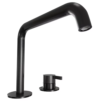 Sleek Modern Black Kitchen Faucet With Curved Spout And Single Lever Handle Design 3d model