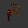 Female Character In Purple Pink Bodysuit With Brown Spiky Creature Wings Fantasy Style