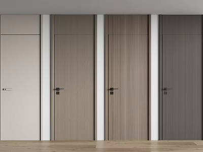 Modern Interior Hinged Doors With Wood Grain Finish In Various Colors 3d model