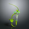Decorative Green Vine Plant with Curved Stem Green Leaves and White Bloom for Indoor Decoration