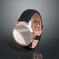 Fashionable Rose Gold Watch With Black Leather Strap And White Dial Design