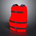 High Visibility Red Life Jacket With Secure Black Straps For Safety Use 3d model