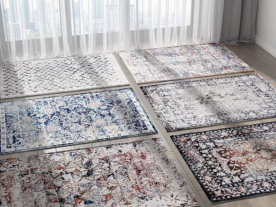Square Rugs With Various Colorful Intricate Patterns For Home Floor Decor 3d model
