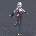 Fantasy Female Character With White Hair Animal Ears And Feather Decorated Costume