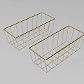 Two Gold Metal Wire Baskets Rectangular Storage Organizers For Home Use 3d model