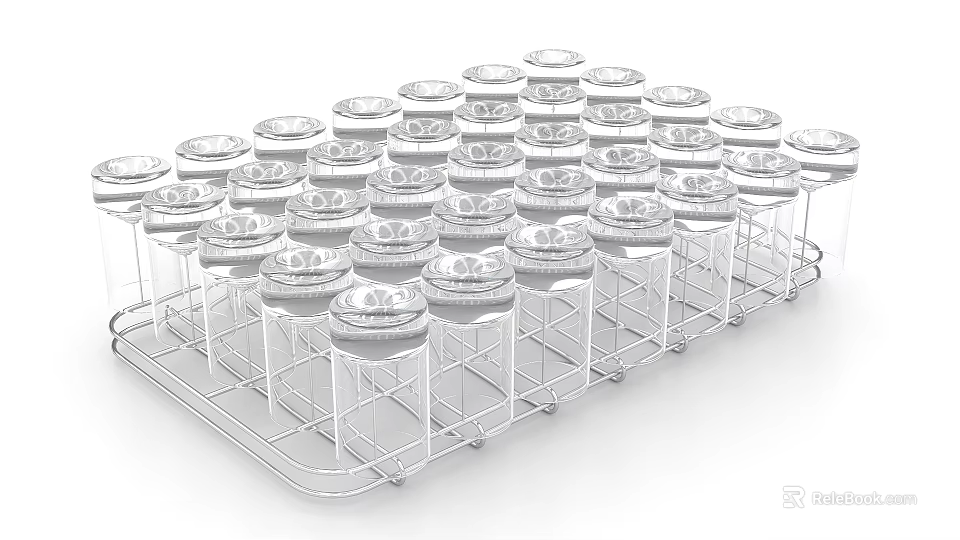 Break Room Setup With Neatly Arranged Glass Jars On Metal Rack 3d model 