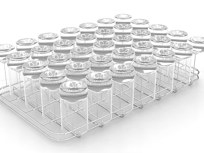 Break Room Setup With Neatly Arranged Glass Jars On Metal Rack 3d model