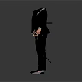 3D Character Costume With Leather Jacket Mechanical Arms And Black Suit Outfit