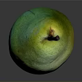 Fresh Ripe Green Pear With Brown Stem On Smooth Gray Background