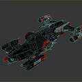 Futuristic Sci Fi Spaceship With Black Red Design And Detailed Engine Wing Structure 3d model
