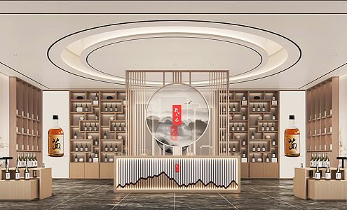 New Chinese Style Specialty Store Wine Shop 3d model