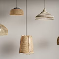 Small rattan chandelier combination 3d model