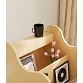 Bedside Cabinet Accessories Ornaments Aromatherapy Books Carpet Wood Floor Decorative Painting Glass Bottle Tulip 3d model