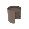 Modern Wooden Nightstand With Leather Sides And Metal Knob Drawers