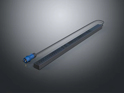 Durable Long Strip Industrial Equipment With Blue Connector And Black Body 3d model