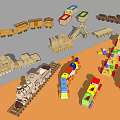 Modern Toys Building Blocks Wagon Toys 3d model