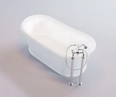 Freestanding White Bathtub with Silver Metal Legs and Simple Modern Design for Bathroom 3d model