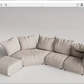 Light Beige L Shaped Sectional Sofa With Multiple Plush Cushions Modern Design 3d model