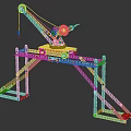 Toy Construction Crane Model With Metal Frame Red Wheels And Yellow Parts