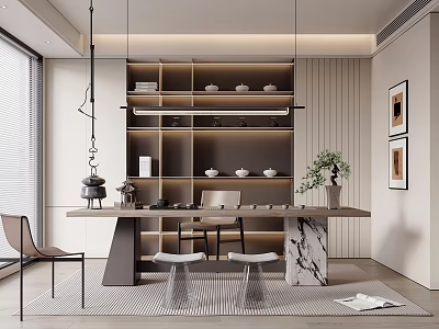Modern Tea Room Interior With Stylish Furniture And Decor 3d model