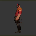 Cartoon Worker Character In Red And Orange Uniform With Hat And Tools
