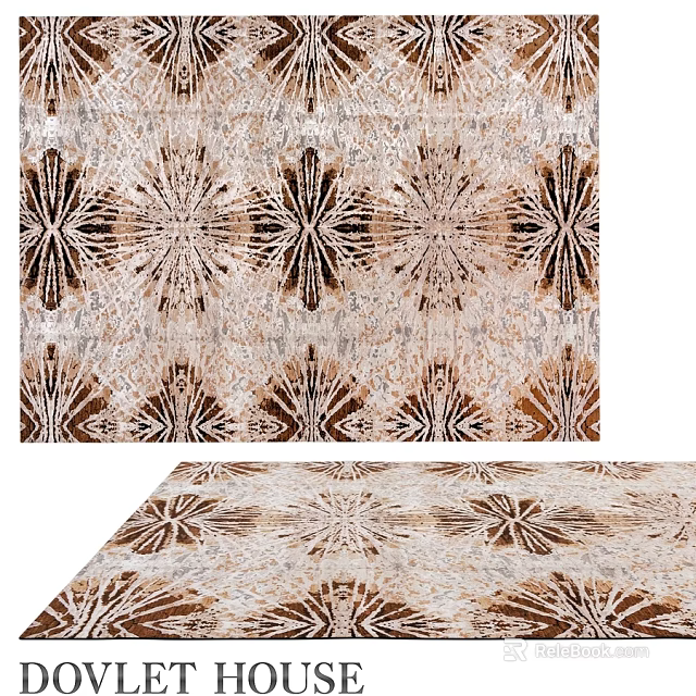 Square Rug With Intricate Geometric Patterns In Brown And Beige Tones For Living Room Decor 3d model 