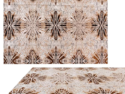 Square Rug With Intricate Geometric Patterns In Brown And Beige Tones For Living Room Decor 3d model
