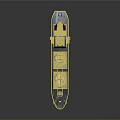 Rustic Cargo Ship as Water Transport with Yellow Green Red Hull Deck and Cabin Reflection