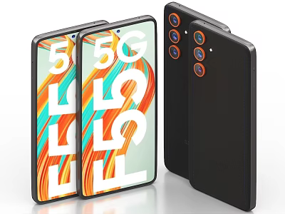 Modern 5G Smartphones Featuring Colorful Display And Multiple Rear Cameras 3d model