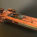 Detailed Retro Orange Sci Fi Spaceship With Streamlined Design And Engines 3d model
