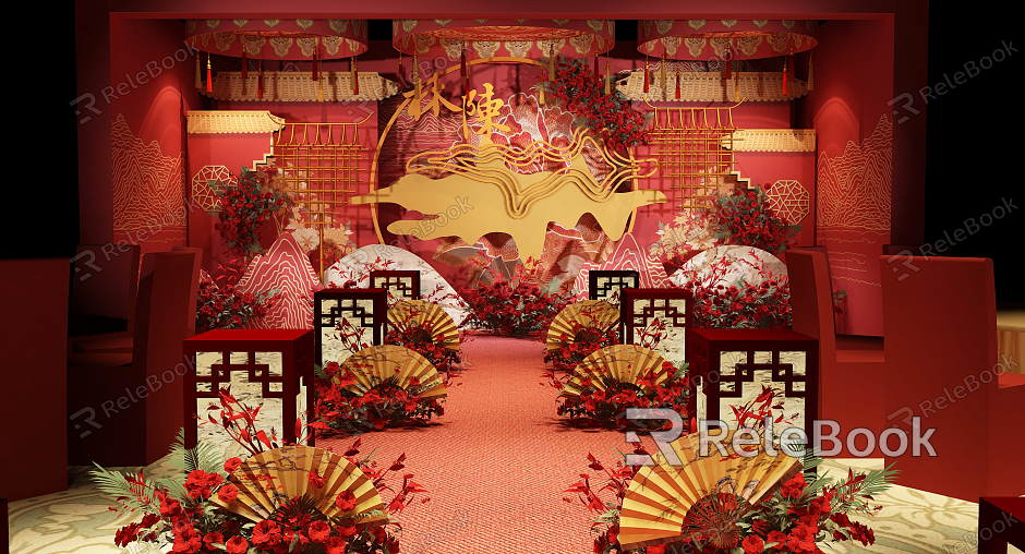 New Chinese Wedding Scene Wedding Stage model