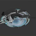 Ethereal Mythical Character With Dragon Like Features And Flowing Blue Ribbons In 3D Model Design