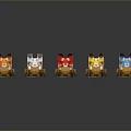 Vibrant Minecraft Style Small Animal Character Models With Colorful Designs Sitting And Standing Poses