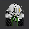 JOSKIN Silver Tanker Trailer Featuring Yellow Rimmed Wheels And Green Support Structure