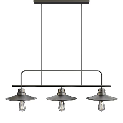 Modern Industrial Three Light Pendant Light With Metal Frame And Shades 3d model
