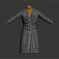 Stylish Long Gray Plaid Coat With Yellow Turtleneck Sweater For Daily Wear