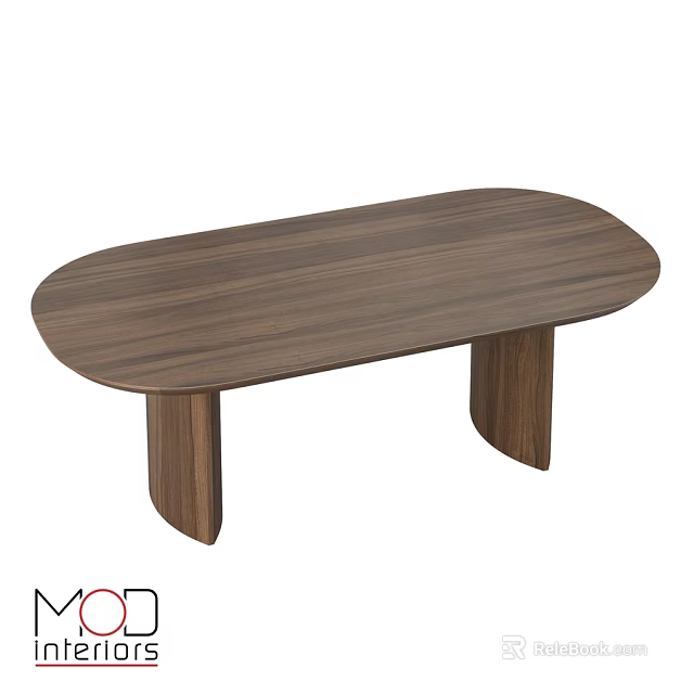 Oval Shaped Wooden Dining Table With Unique Curved Legs And Modern Design 3d model 
