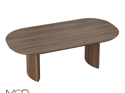 Oval Shaped Wooden Dining Table With Unique Curved Legs And Modern Design 3d model