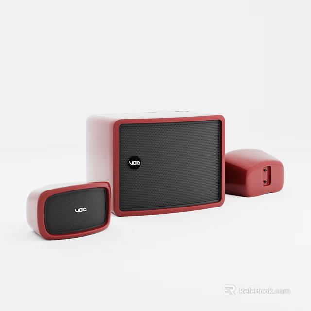 High Quality VIO Red And Black Computer Speakers Three Piece Set 3d model