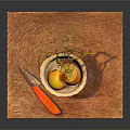 Art Supplies and Musical Instruments Collection with Paintbrushes Guitar and Colorful Paints