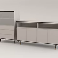 Modern Light Shoe Cabinet With Dark Trim Metal Legs Drawers Mesh Door And Open Compartments