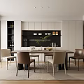 Modern Dining Room Interior With Rectangular Table And Stylish Chairs Design 3d model
