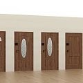 Wooden Hinged Doors With Various Glass Panel And Solid Designs For Interior Use 3d model
