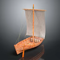 Traditional Wooden Sailboat With White Sail And Wooden Mast For Water Transport