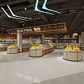 Modern Supermarket Fresh Food Section With Fruit And Vegetable Display Shelves
