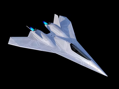 Futuristic Aerodynamic Passenger Plane With Silver Body And Blue Jet Engines 3d model